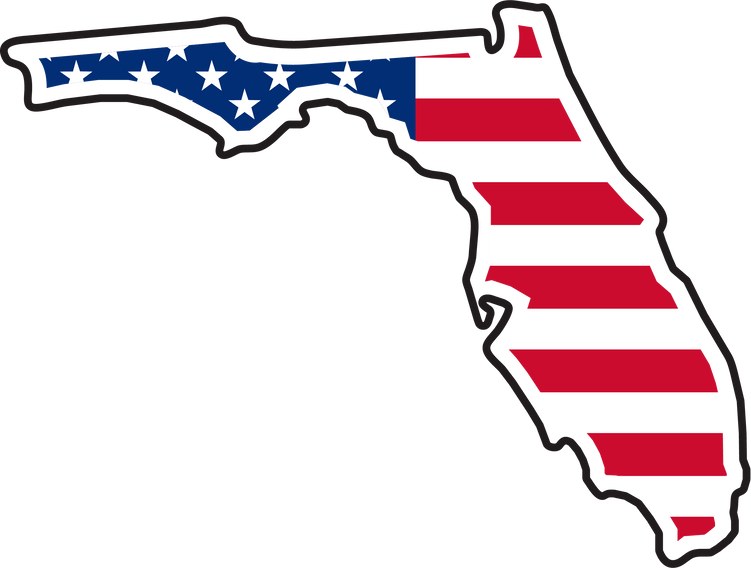 Florida state borders with USA flag inside